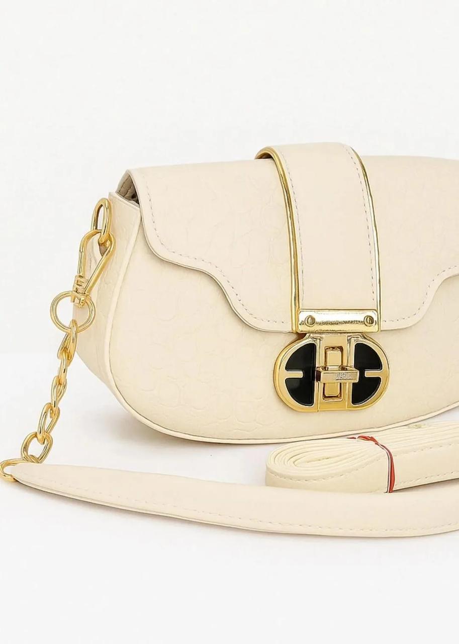 Cream Curve Crossbody Bag