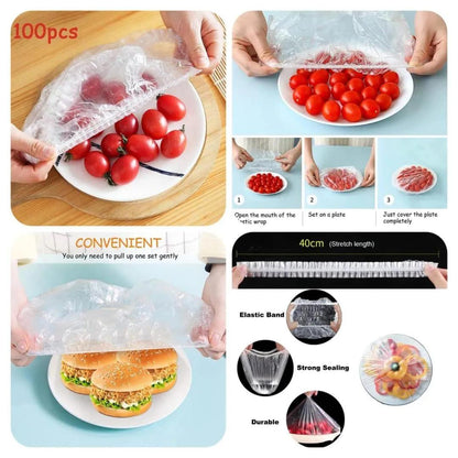 100 Pcs Food Cover Polythene Covers, Pack Of 3