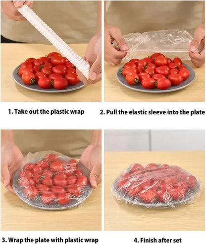 100 Pcs Food Cover Polythene Covers, Pack Of 3