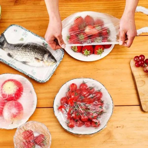 100 Pcs Food Cover Polythene Covers, Pack Of 3