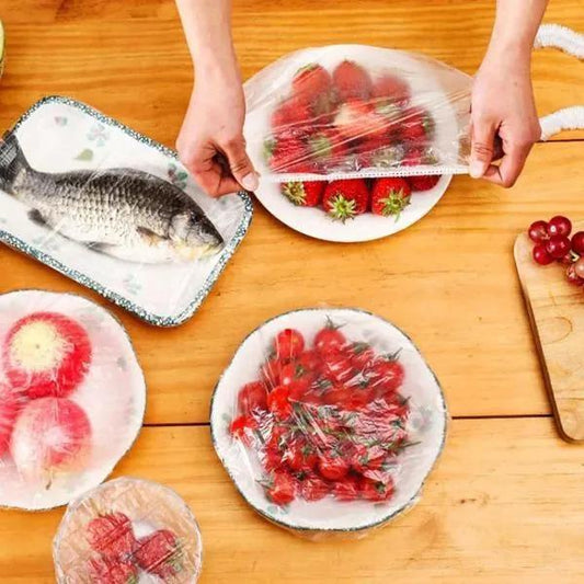 100 Pcs Food Cover Polythene Covers, Pack Of 3